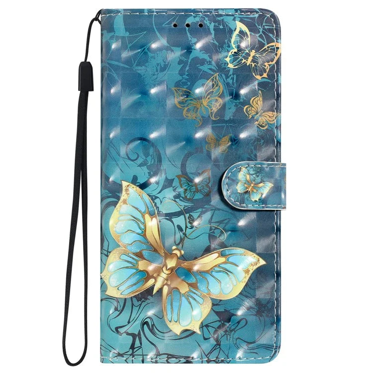 For iPhone 16 Case PU Leather 3D Pattern Printing Phone Wallet Cover