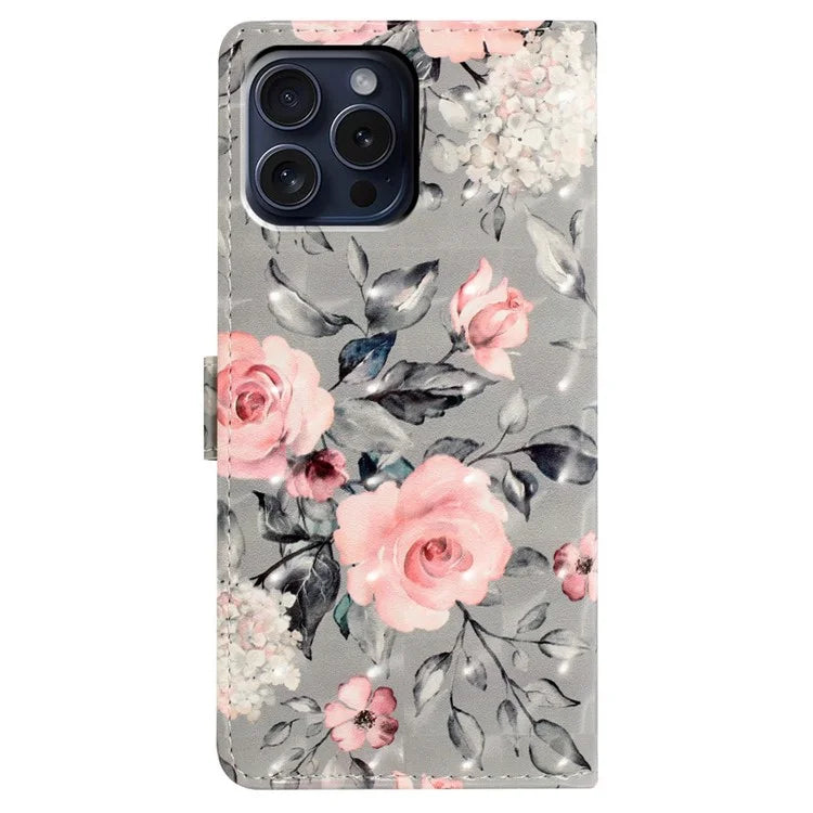 For iPhone 16 Pro Case 3D Pattern Print Leather Wallet Flip Phone Cover
