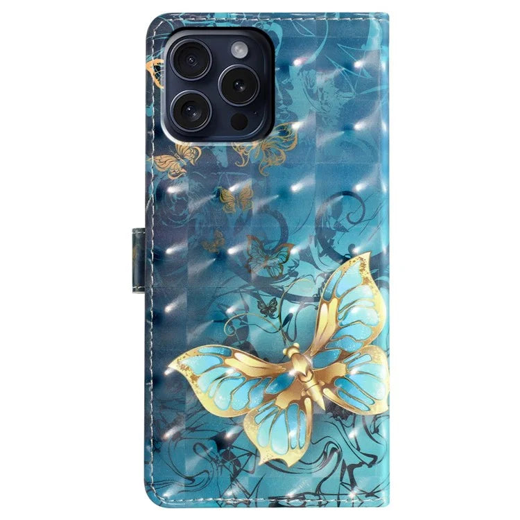 For iPhone 16 Pro Case 3D Pattern Print Leather Wallet Flip Phone Cover