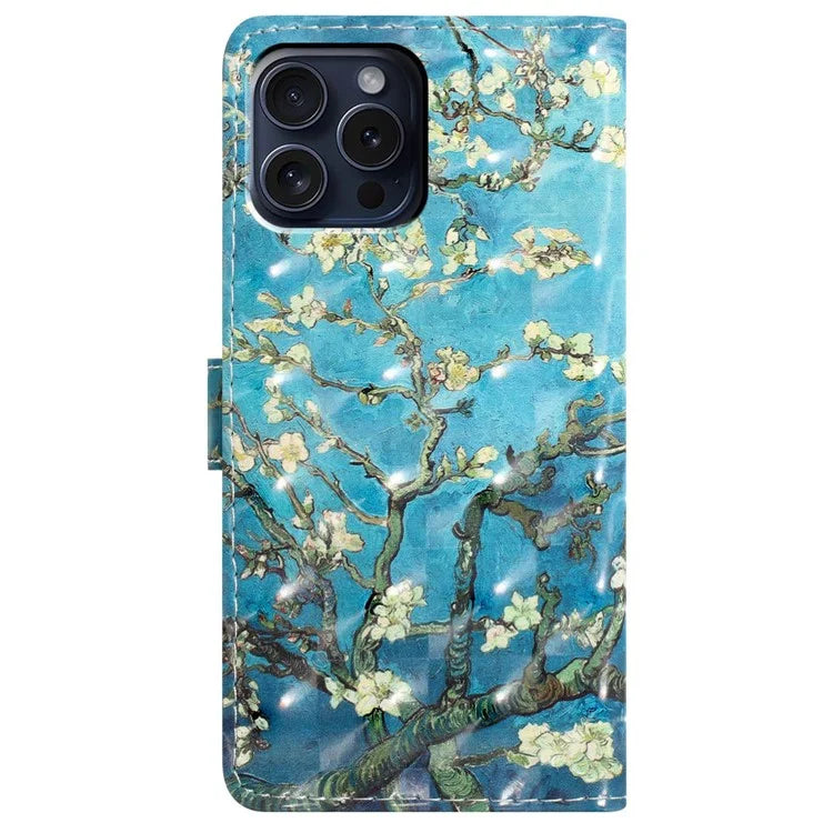 For iPhone 16 Pro Case 3D Pattern Print Leather Wallet Flip Phone Cover
