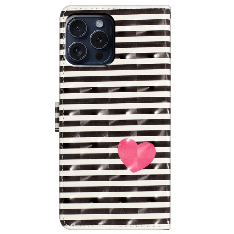 For iPhone 16 Pro Case 3D Pattern Print Leather Wallet Flip Phone Cover