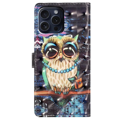 For iPhone 16 Pro Case 3D Pattern Print Leather Wallet Flip Phone Cover