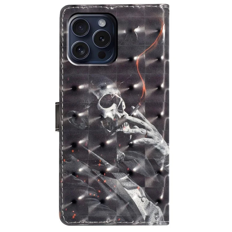 For iPhone 16 Pro Case 3D Pattern Print Leather Wallet Flip Phone Cover