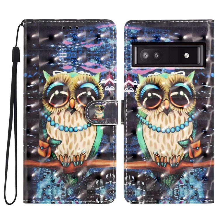 For Google Pixel 8a Case Card Slots Pattern Printing PU Leather Phone Cover