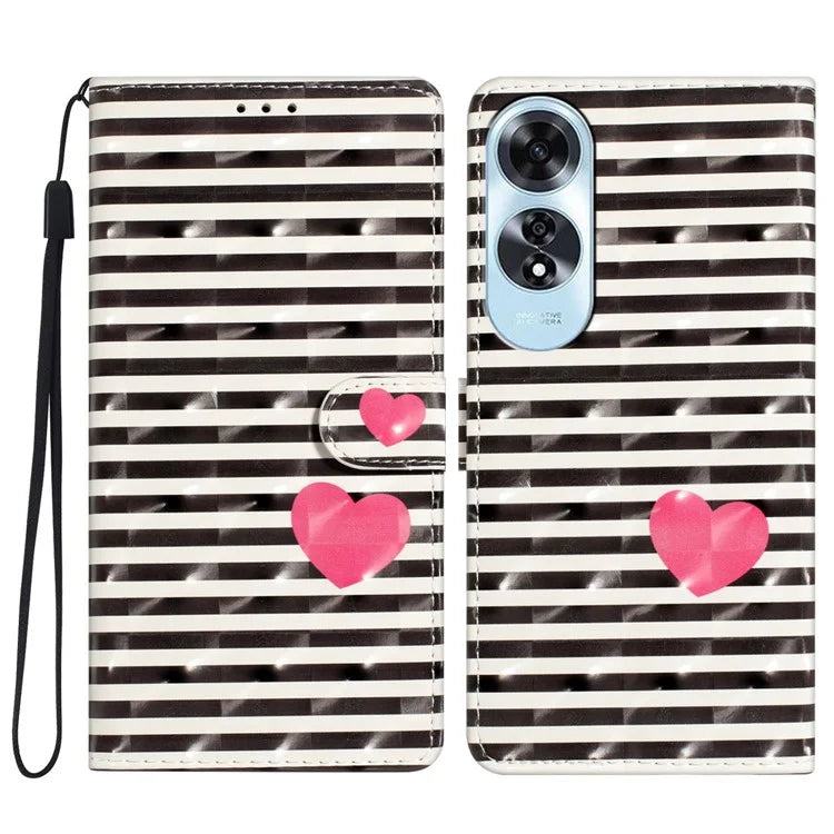 For Oppo A60 4G Case 3D Pattern Stand Leather Phone Cover with Card Slots Holder