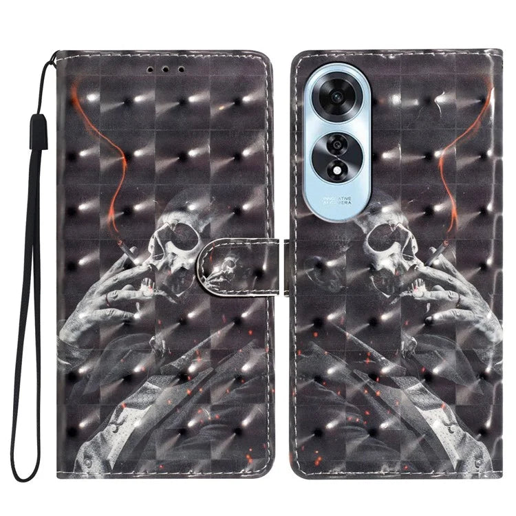 For Oppo A60 4G Case 3D Pattern Stand Leather Phone Cover with Card Slots Holder