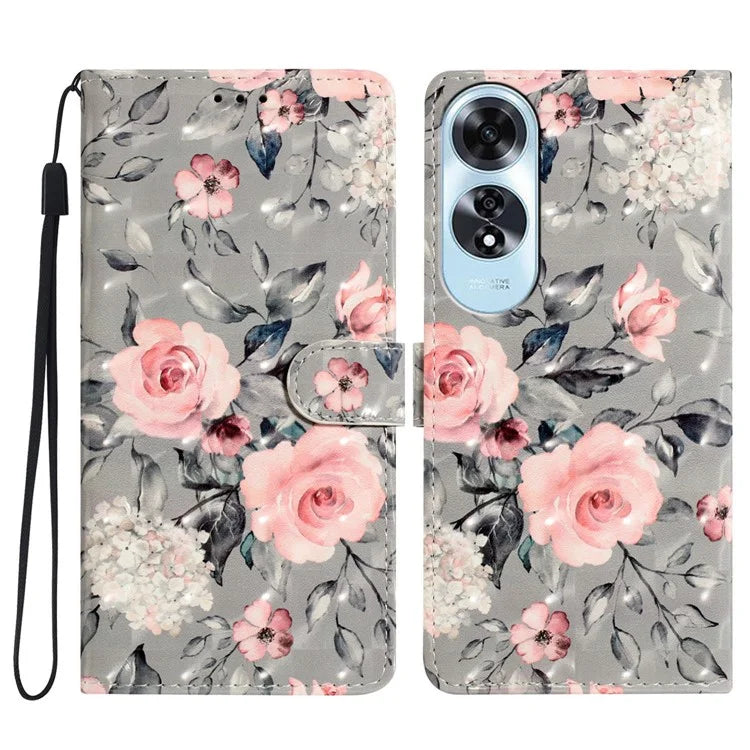 For Oppo A60 4G Case 3D Pattern Stand Leather Phone Cover with Card Slots Holder