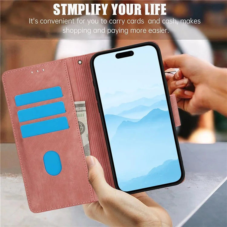 SY-001 For iPhone 16 Pro Max Case PU Leather Flip Phone Cover Imprinted Butterfly Flower