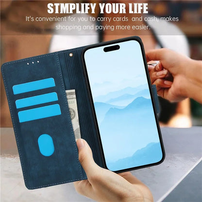 SY-001 For iPhone 16 Pro Max Case PU Leather Flip Phone Cover Imprinted Butterfly Flower