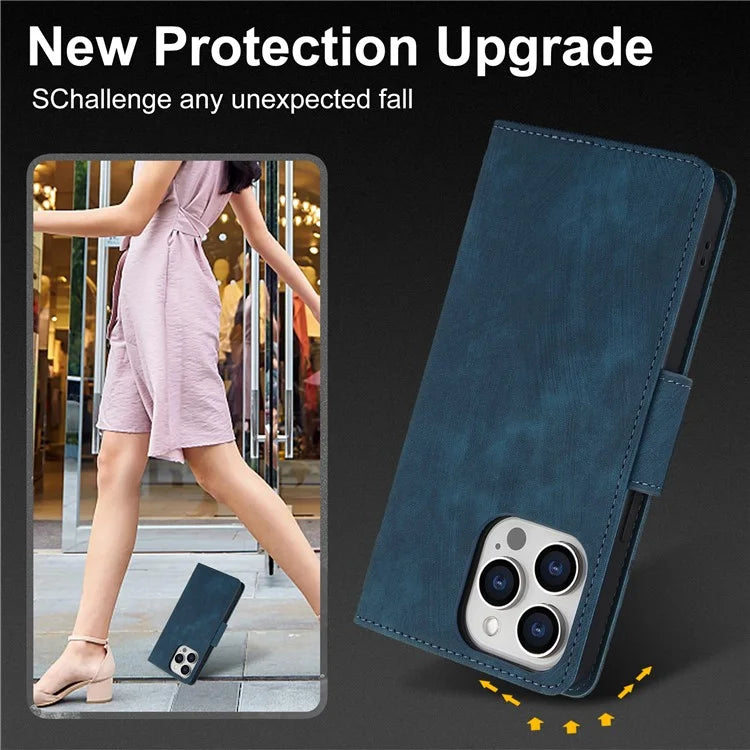 SY-001 For iPhone 16 Pro Max Case PU Leather Flip Phone Cover Imprinted Butterfly Flower
