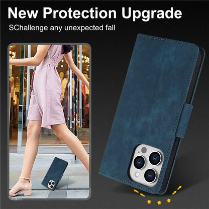 SY-001 For iPhone 16 Pro Max Case PU Leather Flip Phone Cover Imprinted Butterfly Flower