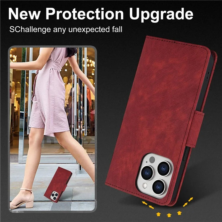 SY-001 For iPhone 16 Pro Max Case PU Leather Flip Phone Cover Imprinted Butterfly Flower