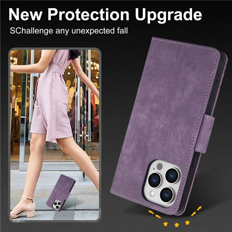 SY-001 For iPhone 16 Pro Max Case PU Leather Flip Phone Cover Imprinted Butterfly Flower