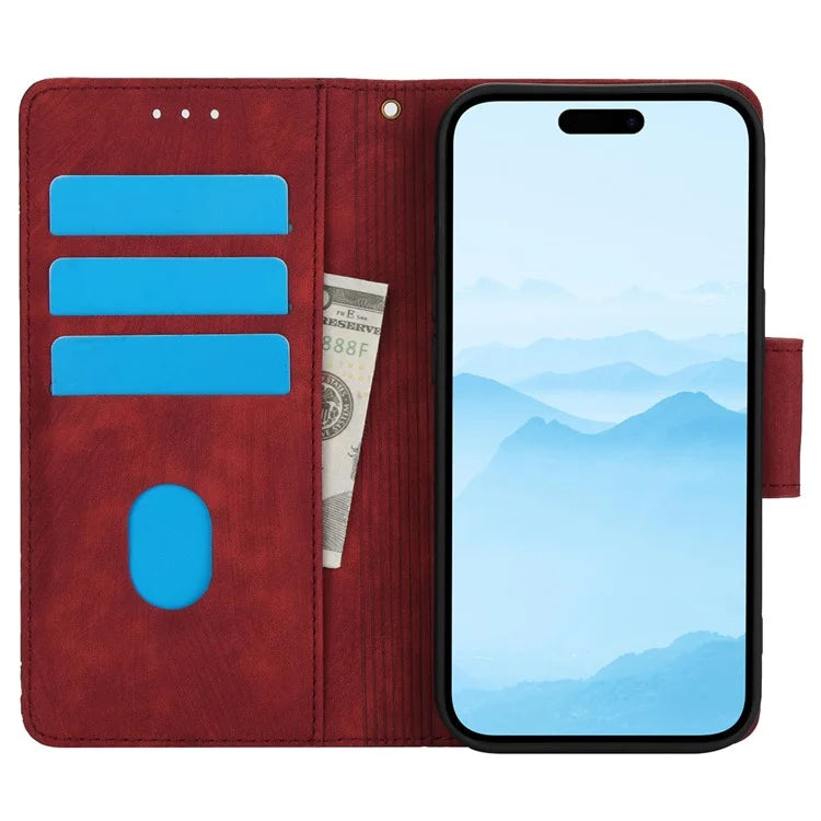SY-001 For iPhone 15 Case Flip Wallet Shockproof Leather Phone Cover with Wrist Strap