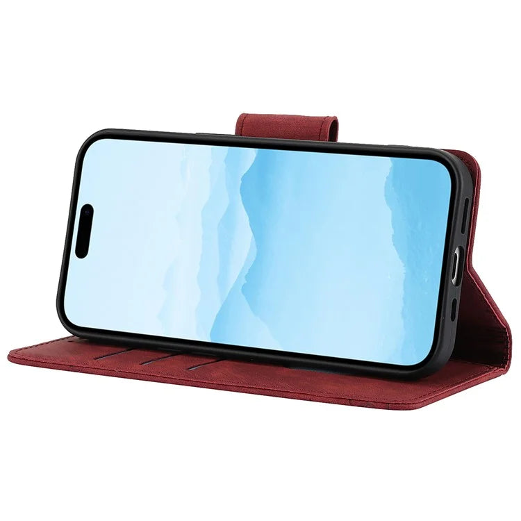 SY-001 For iPhone 15 Case Flip Wallet Shockproof Leather Phone Cover with Wrist Strap