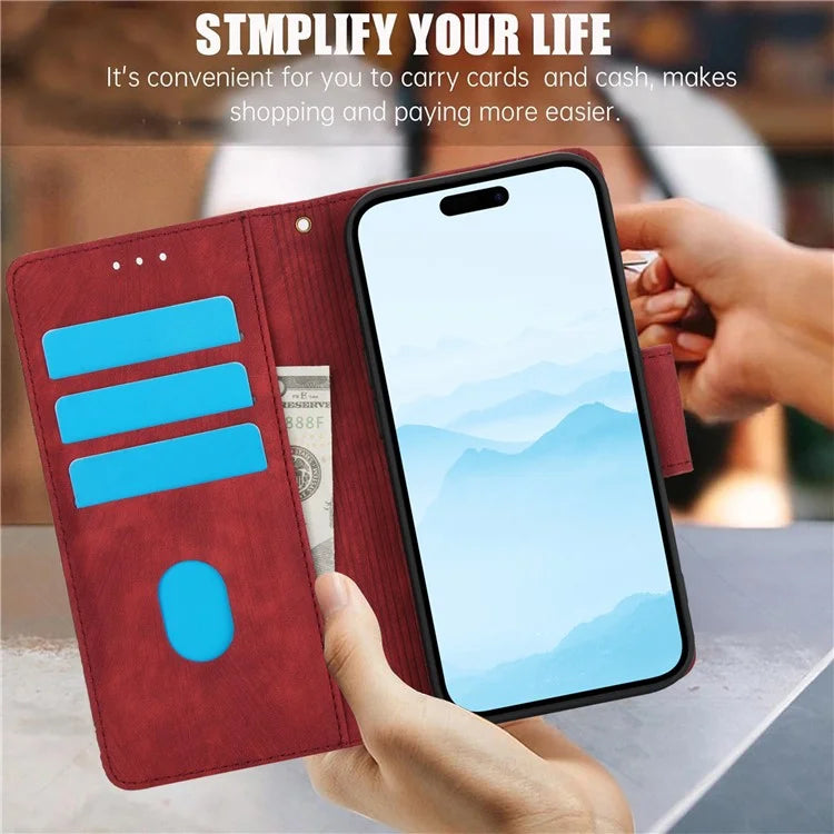 SY-001 For iPhone 15 Case Flip Wallet Shockproof Leather Phone Cover with Wrist Strap