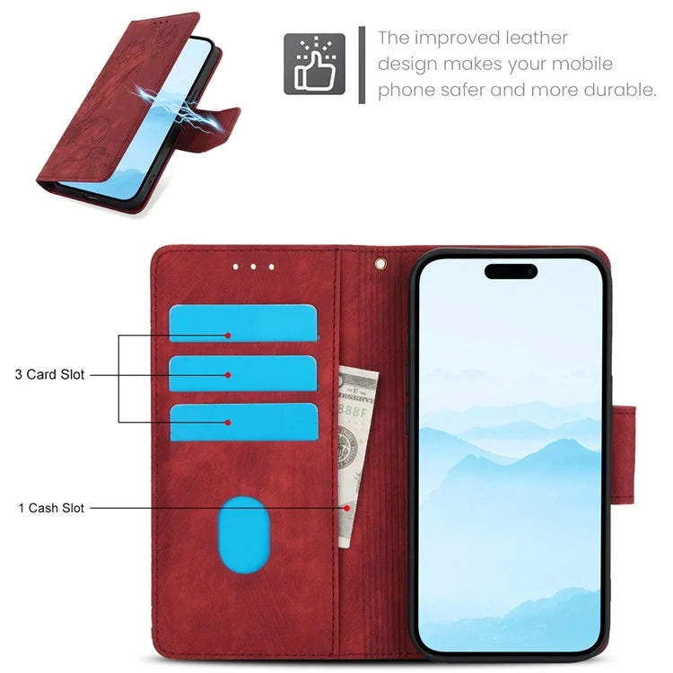 SY-001 For iPhone 15 Case Flip Wallet Shockproof Leather Phone Cover with Wrist Strap