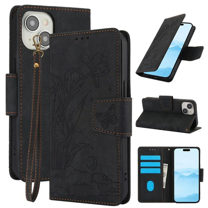 SY-001 For iPhone 15 Case Flip Wallet Shockproof Leather Phone Cover with Wrist Strap