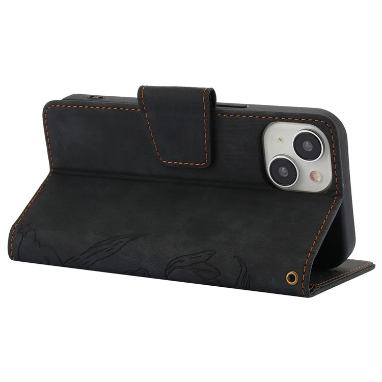 SY-001 For iPhone 15 Case Flip Wallet Shockproof Leather Phone Cover with Wrist Strap