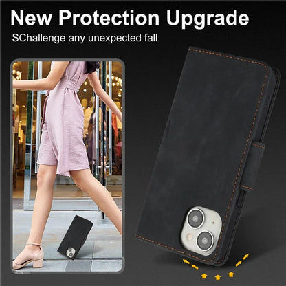 SY-001 For iPhone 15 Case Flip Wallet Shockproof Leather Phone Cover with Wrist Strap