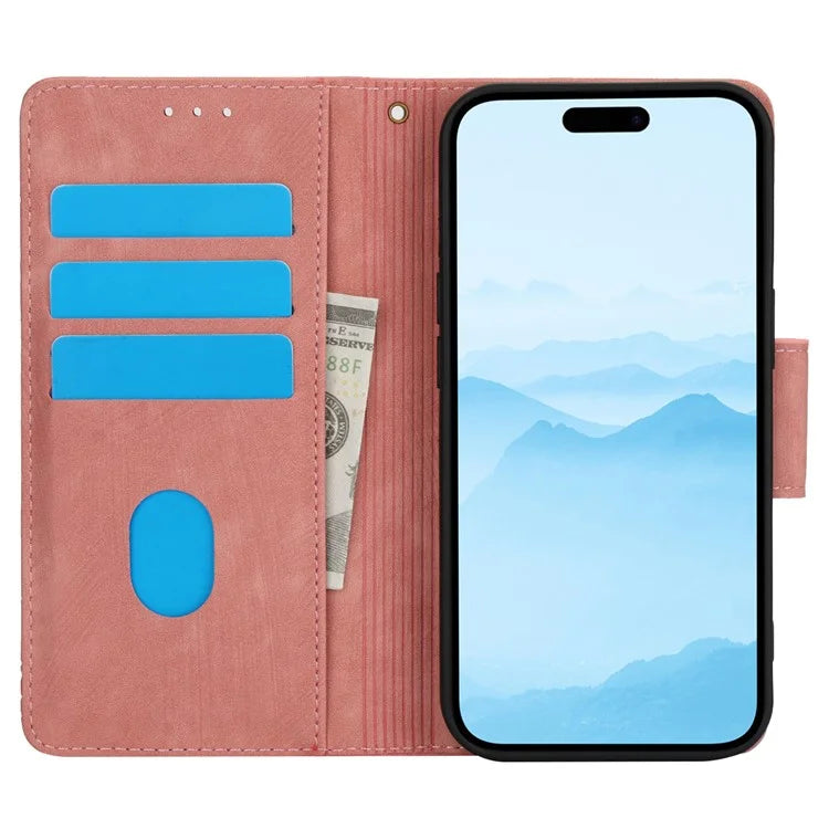 SY-001 For iPhone 15 Case Flip Wallet Shockproof Leather Phone Cover with Wrist Strap