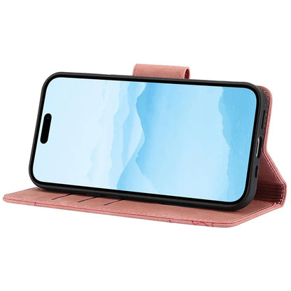 SY-001 For iPhone 15 Case Flip Wallet Shockproof Leather Phone Cover with Wrist Strap