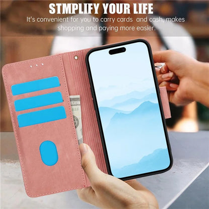 SY-001 For iPhone 15 Case Flip Wallet Shockproof Leather Phone Cover with Wrist Strap