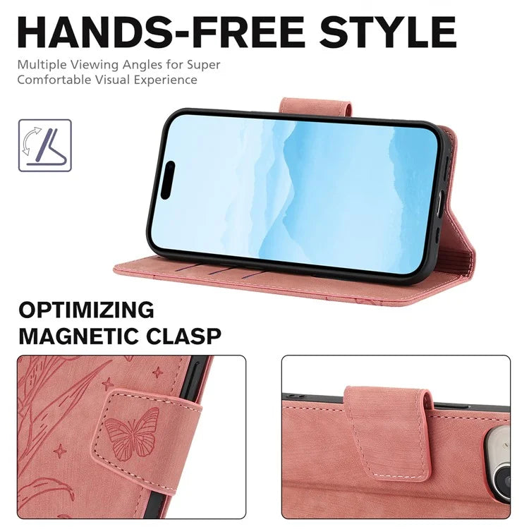SY-001 For iPhone 15 Case Flip Wallet Shockproof Leather Phone Cover with Wrist Strap