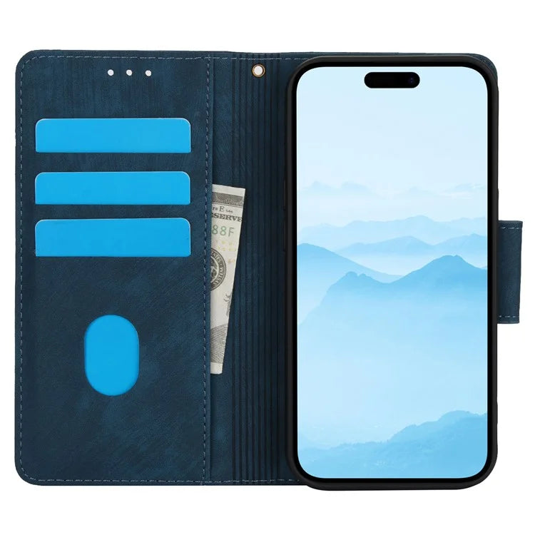 SY-001 For iPhone 15 Case Flip Wallet Shockproof Leather Phone Cover with Wrist Strap