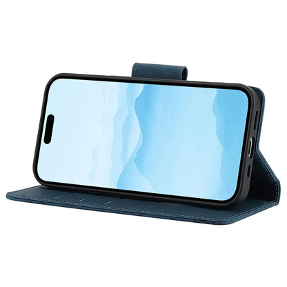 SY-001 For iPhone 15 Case Flip Wallet Shockproof Leather Phone Cover with Wrist Strap