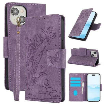 SY-001 For iPhone 15 Case Flip Wallet Shockproof Leather Phone Cover with Wrist Strap