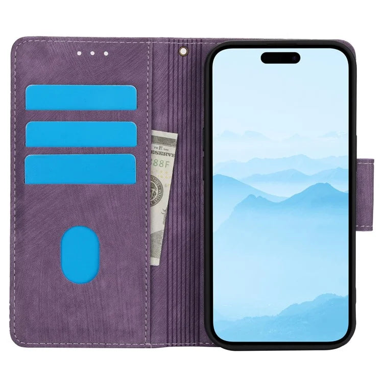 SY-001 For iPhone 15 Case Flip Wallet Shockproof Leather Phone Cover with Wrist Strap