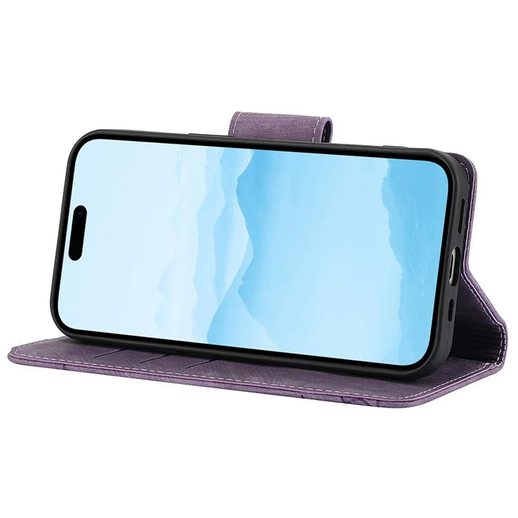 SY-001 For iPhone 15 Case Flip Wallet Shockproof Leather Phone Cover with Wrist Strap