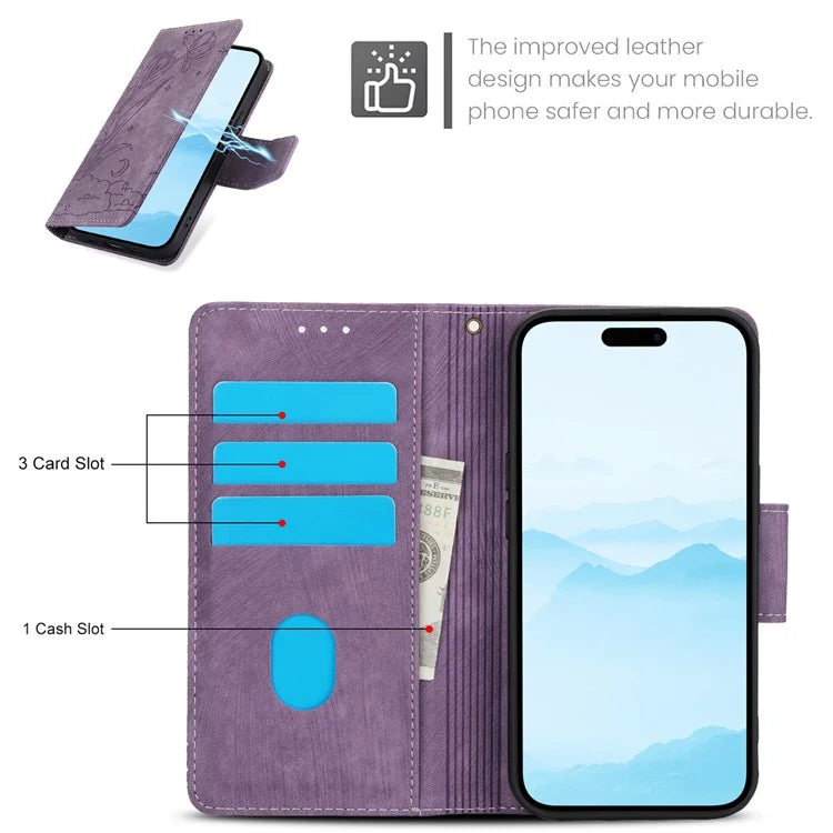 SY-001 For iPhone 15 Case Flip Wallet Shockproof Leather Phone Cover with Wrist Strap
