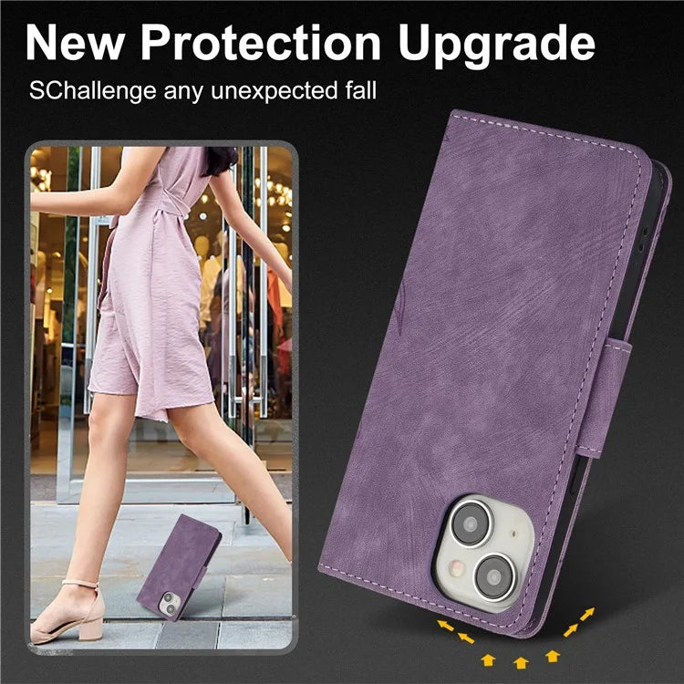 SY-001 For iPhone 15 Case Flip Wallet Shockproof Leather Phone Cover with Wrist Strap
