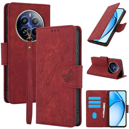 SY-001 For Realme 12 Pro 5G / 12 Pro+ 5G Case with Wrist Strap Butterfly Flower Leather Phone Cover Folio Wallet