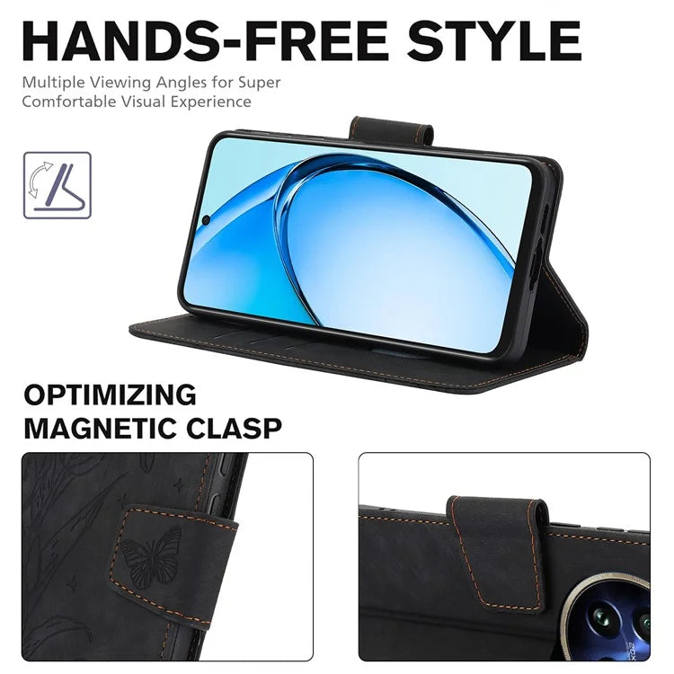 SY-001 For Realme 12 Pro 5G / 12 Pro+ 5G Case with Wrist Strap Butterfly Flower Leather Phone Cover Folio Wallet