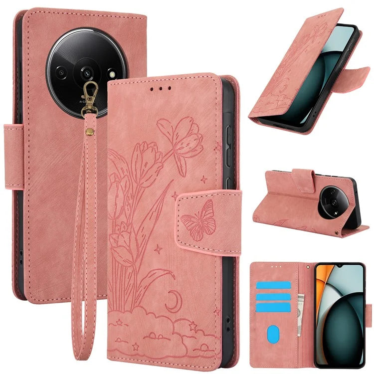 SY-001 For Xiaomi Redmi A3 / Poco C61 4G Case PU Leather Phone Cover with Wrist Strap