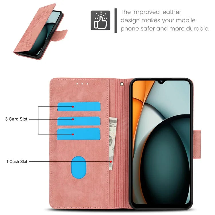 SY-001 For Xiaomi Redmi A3 / Poco C61 4G Case PU Leather Phone Cover with Wrist Strap