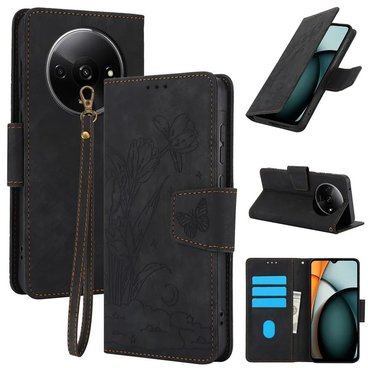 SY-001 For Xiaomi Redmi A3 / Poco C61 4G Case PU Leather Phone Cover with Wrist Strap
