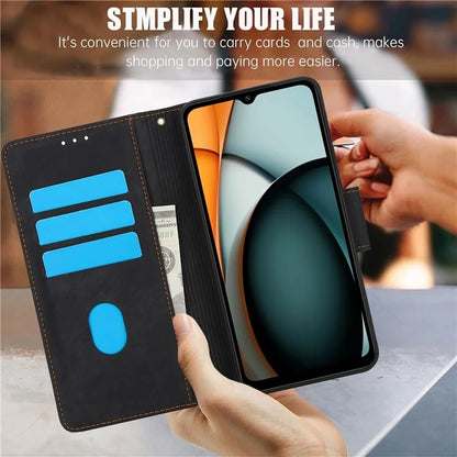 SY-001 For Xiaomi Redmi A3 / Poco C61 4G Case PU Leather Phone Cover with Wrist Strap