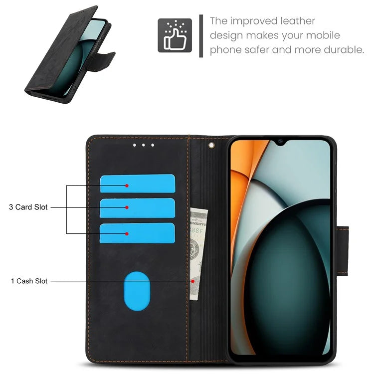 SY-001 For Xiaomi Redmi A3 / Poco C61 4G Case PU Leather Phone Cover with Wrist Strap