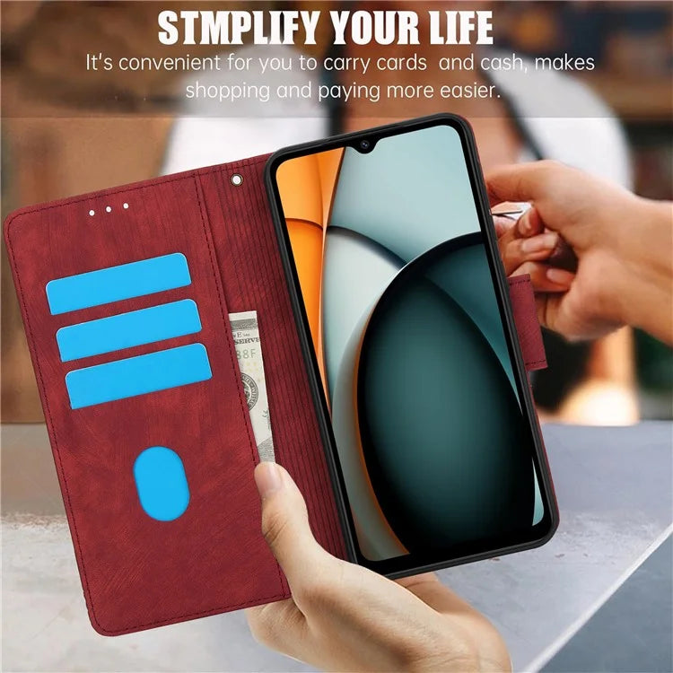 SY-001 For Xiaomi Redmi A3 / Poco C61 4G Case PU Leather Phone Cover with Wrist Strap
