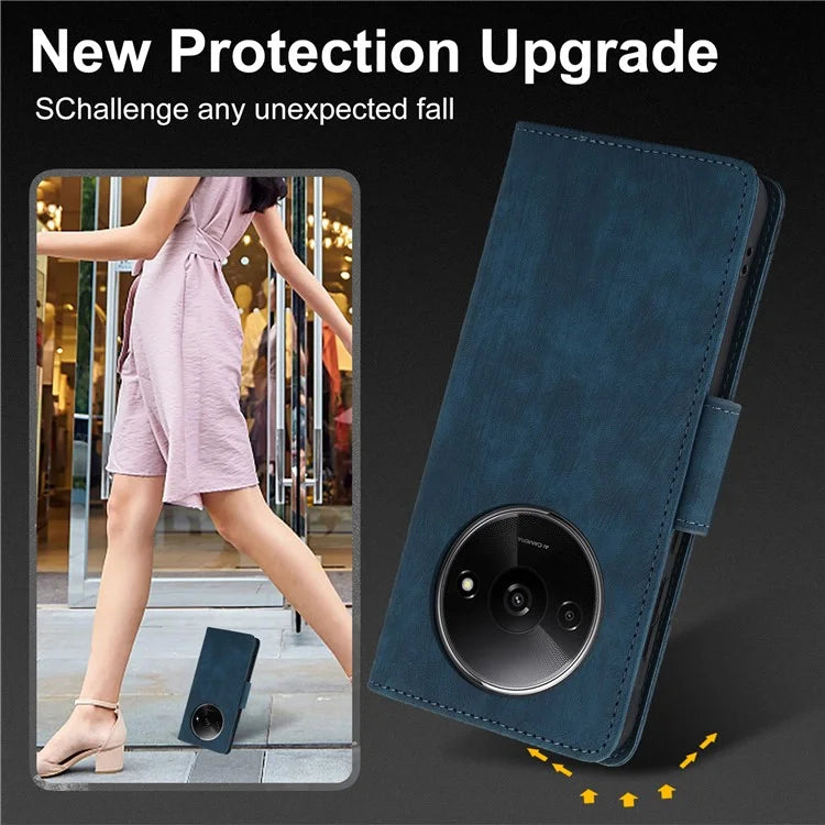 SY-001 For Xiaomi Redmi A3 / Poco C61 4G Case PU Leather Phone Cover with Wrist Strap