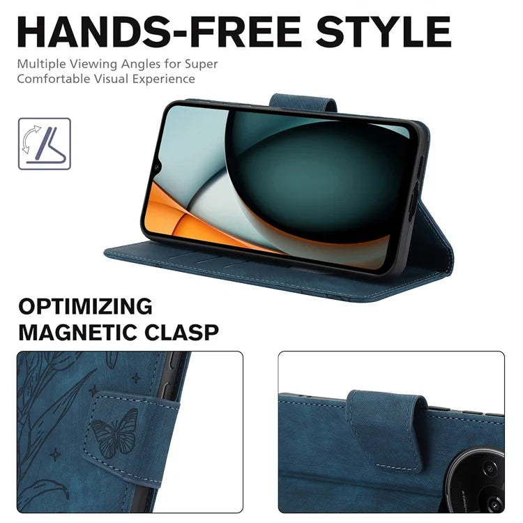 SY-001 For Xiaomi Redmi A3 / Poco C61 4G Case PU Leather Phone Cover with Wrist Strap