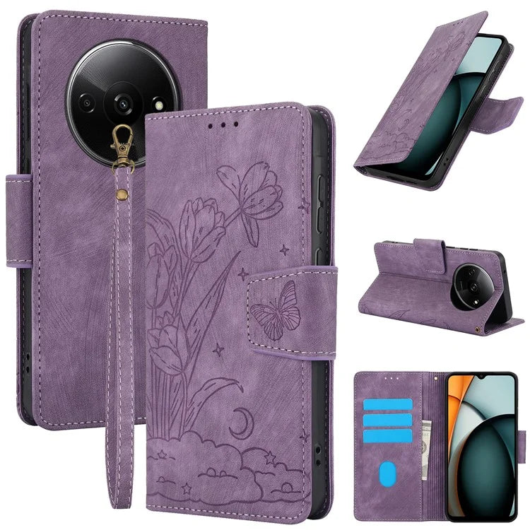 SY-001 For Xiaomi Redmi A3 / Poco C61 4G Case PU Leather Phone Cover with Wrist Strap
