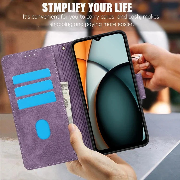 SY-001 For Xiaomi Redmi A3 / Poco C61 4G Case PU Leather Phone Cover with Wrist Strap