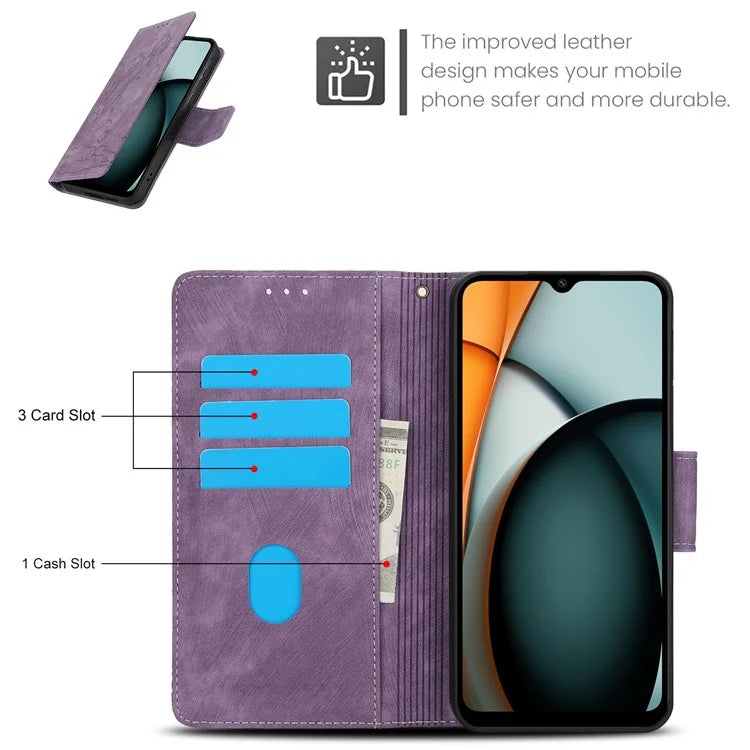 SY-001 For Xiaomi Redmi A3 / Poco C61 4G Case PU Leather Phone Cover with Wrist Strap