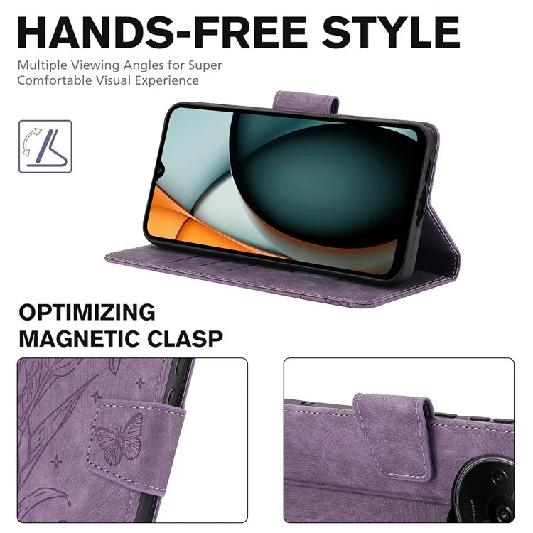 SY-001 For Xiaomi Redmi A3 / Poco C61 4G Case PU Leather Phone Cover with Wrist Strap
