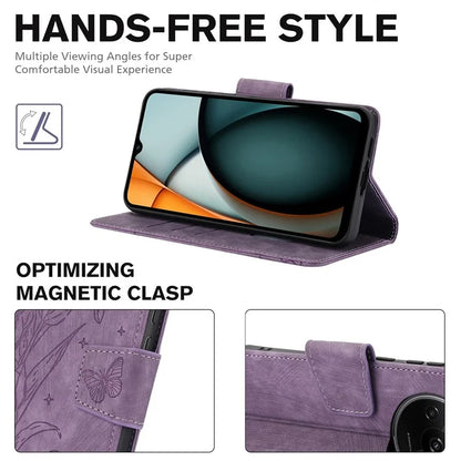SY-001 For Xiaomi Redmi A3 / Poco C61 4G Case PU Leather Phone Cover with Wrist Strap